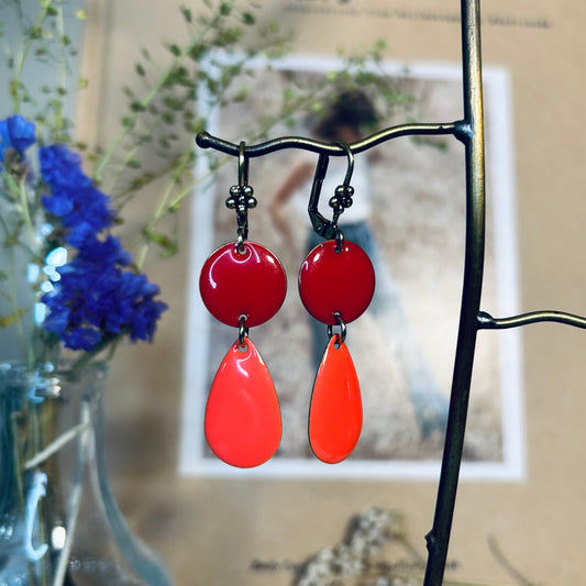 Orecchini Moon drops rosso e corallo