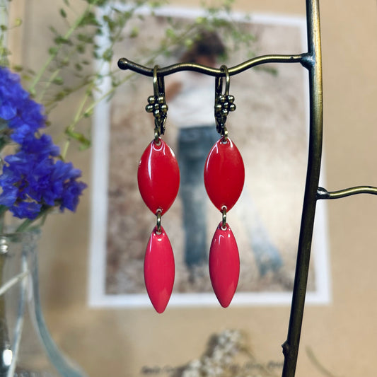 Orecchini Moon drops rosso e fragola