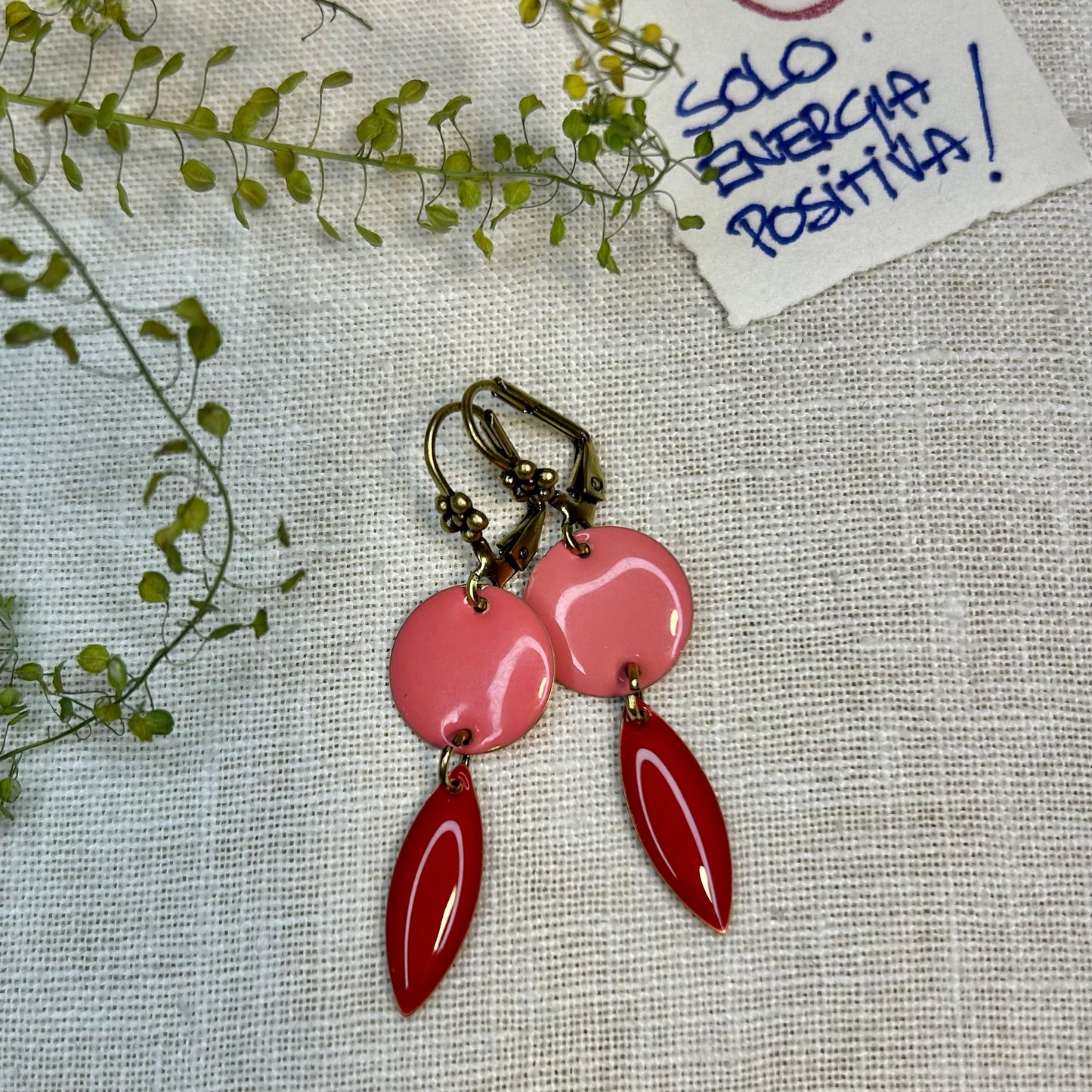 Orecchini Moon drops rosa e rosso